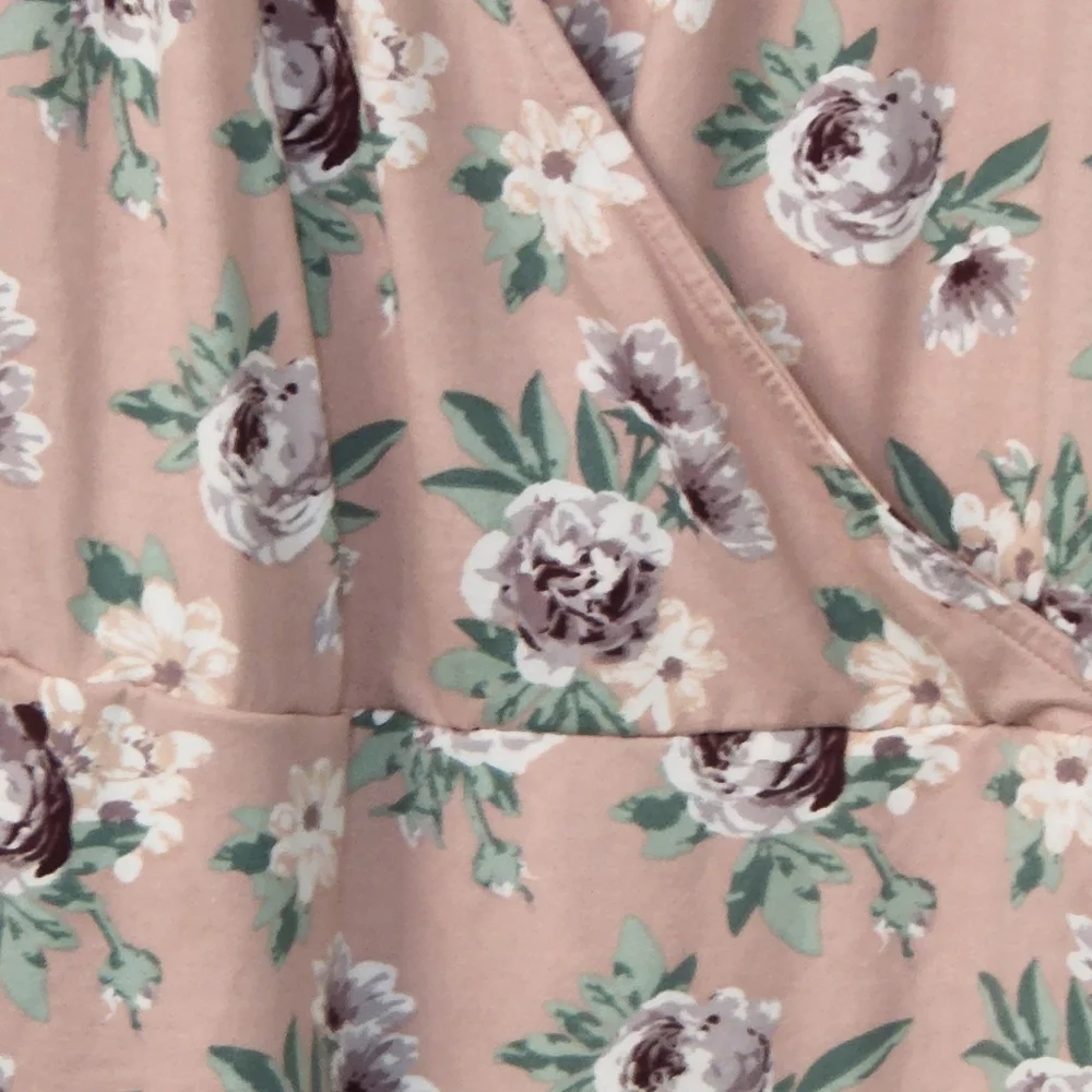 JUST BE 3X ROSE COLORED SOFT AND COMFORTABLE DRESSEIRH GRAPE AND WHITE ROSE PRIN - Picture 3 of 5